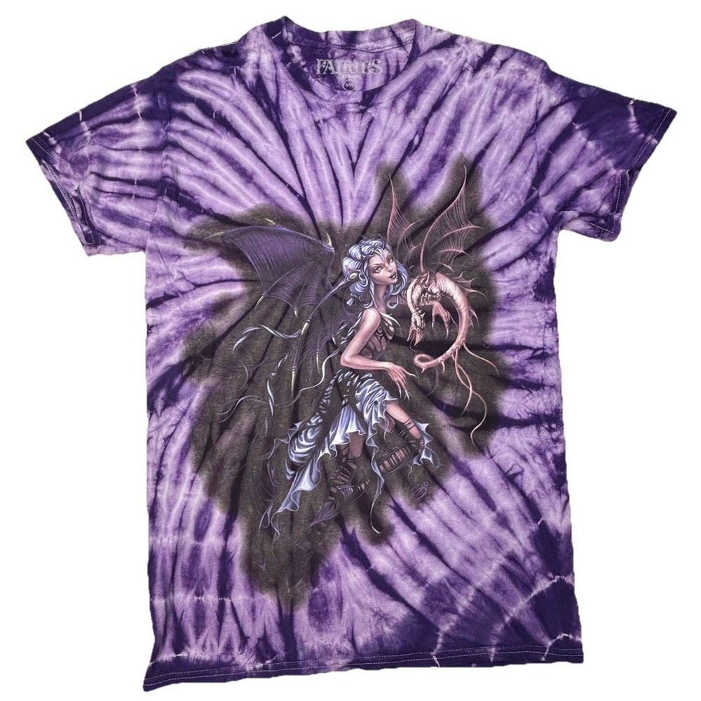 Fairies By Trick Purple Tie Dye Fairy Dragon Graphic T Shirt Women's‎ S/M
